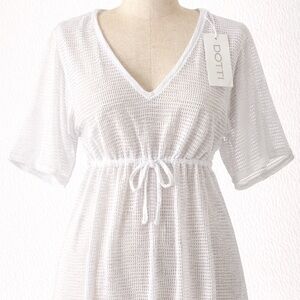 Dotti White Mesh Beach Cover-Up